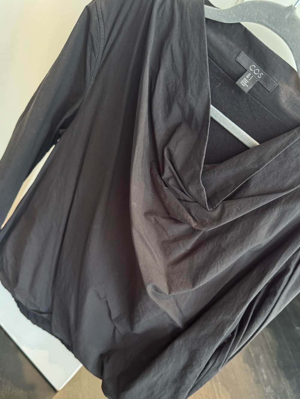 COS Black Draped Neck Top